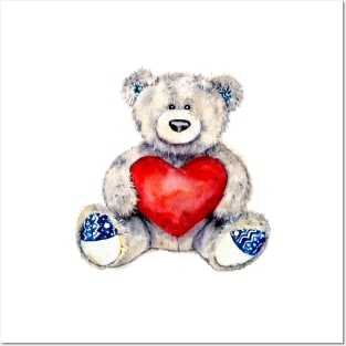 teddy bear with heart i love you Posters and Art